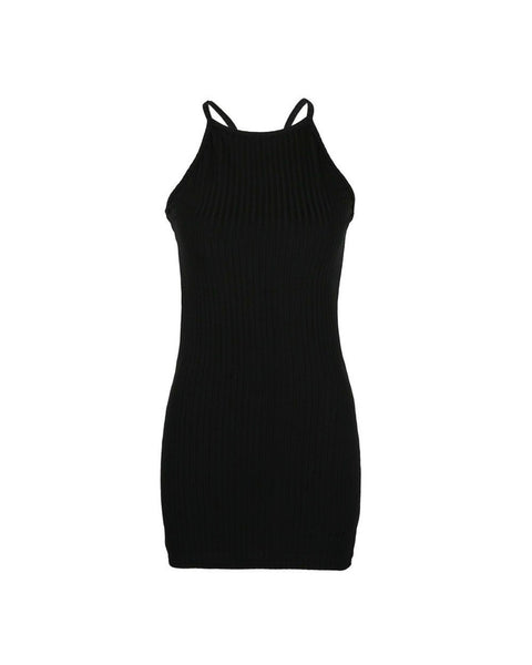 Ribbed Bodycon Dress- Black